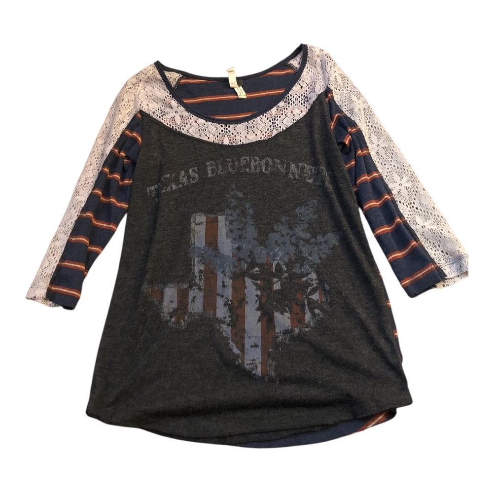 Free People Texas Bluebonnets crochet jersey